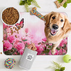 Rose Pink Dog Cat Food Mat, Butterfly Absorbent Pet Feeding Mat - Image 7
