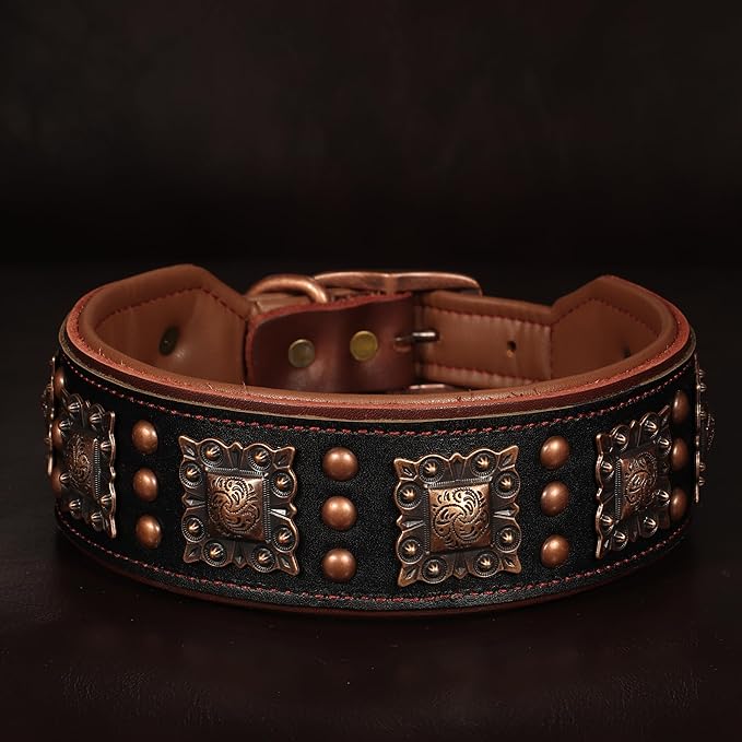 PET ARTIST Soft Padded Leather Dog Collar, 2 inch Wide Genuine Leather Dog - Image 8