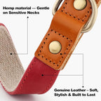 Plutus Pet Genuine Leather & Hemp Dog Collar – Adjustable Heavy Duty Pet Collar - Image 2