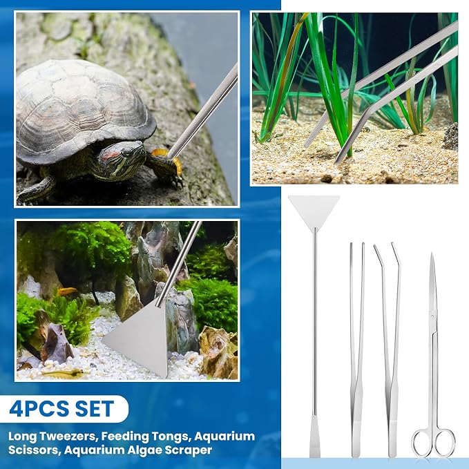Aquarium Fish Tank Cleaning Tool Kit Include 4 Pcs Long Aquascape Tools Kit 1 - Image 5