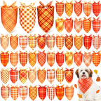 Abbylike 50 Pcs Orange Plaid Dog Bandanas Bulk Check Pattern Bandanas by Abbylike