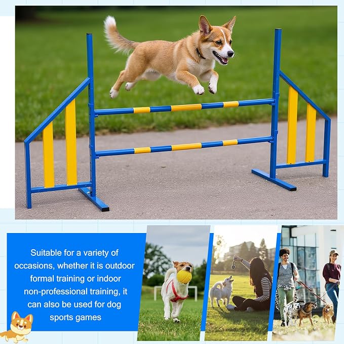Agility Wing Jumps with Bar Dog Training Hedge Metal Frame Adjustable Pet - Image 5