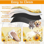 Yellow Floral Feeding Mat, Sunflower Absorbent Quick-Dry Cat Dog Food and Water - Image 5