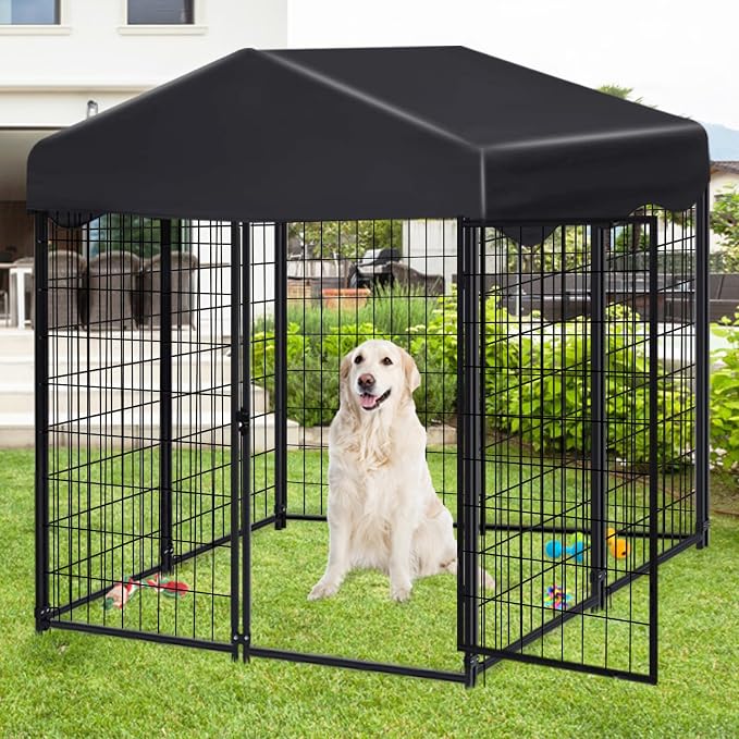 Dog Kennel Outdoor, 4.5' x 4' x 4' Outside Dog Kennel by Jhsomdr