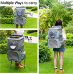 2-in-1 Pet Carrier Backpack for Two Cats or One Dog, Double-Layer 2 Compartment - Image 7