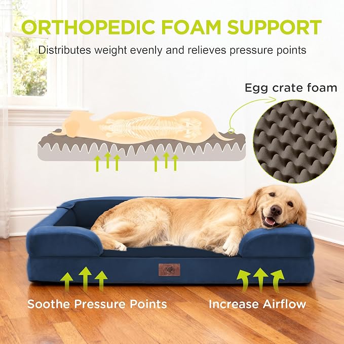Orthopedic Dog Beds for Large Medium Dogs, Big Waterproof Memory Foam Pet Couch - Image 2