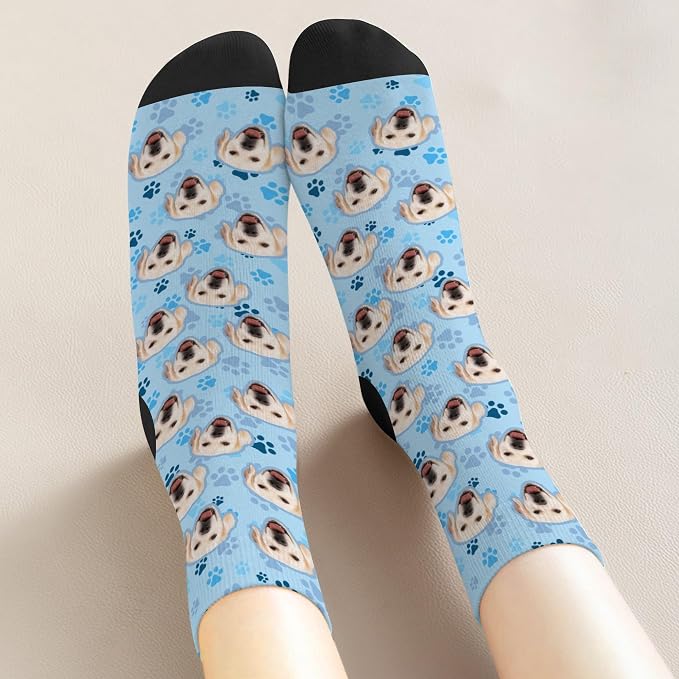 D-Story Custom Face Socks, Personalized Photo Picture on Socks, Unisex Athletic - Image 2