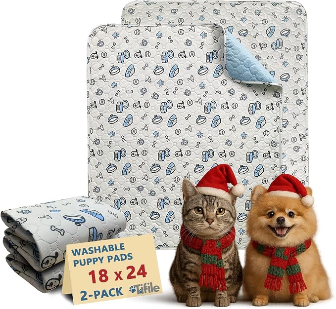Washable Pee Pads for Dogs, 2 Pack Reusable Puppy Pads, Absorbent Whelping Pads by TIFILE