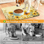 Yellow Floral Feeding Mat, Sunflower Absorbent Quick-Dry Cat Dog Food and Water - Image 4