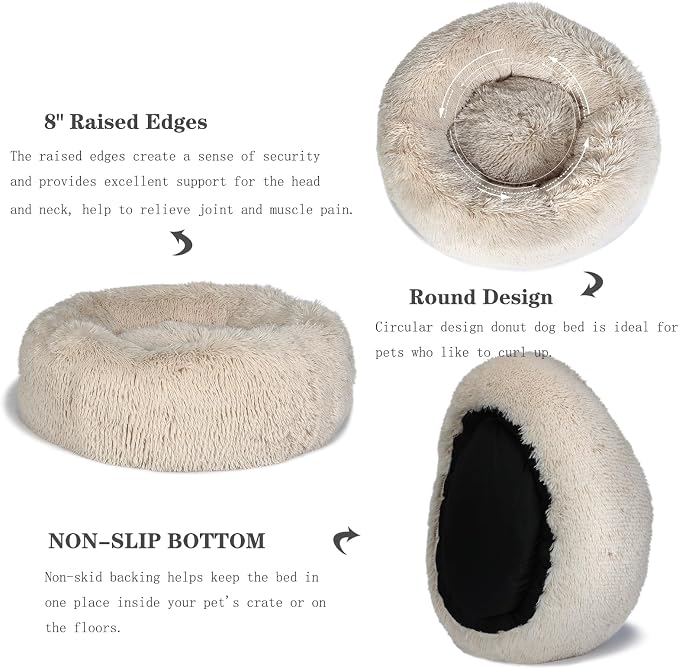 Calming Donut Dogs Beds for Small Dogs Washable, 28inch Plush Round Pet Bed for - Image 5