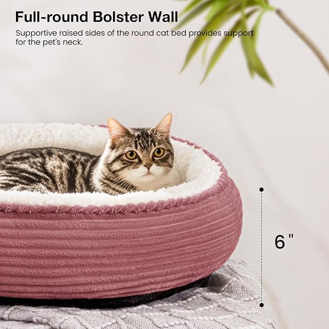 Love's cabin Round Donut Cat and Dog Cushion Bed, 20in Pet Bed - Image 5