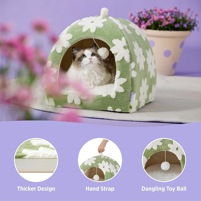 Lesure Cute Cat Beds for Indoor Cats - 2 in 1 Large Cat Cave Bed - Image 5