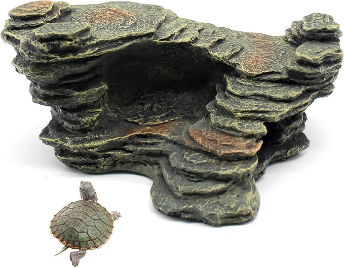 Turtle Basking Platform Shale Scape Step Ledge, Reptile Ladder Resting Terrace by relaqcc