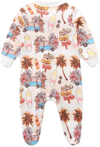 Neutral Baby Clothes Boy Girl Footed Cotton Long Sleeve Double Zipper Onesie - Image 2