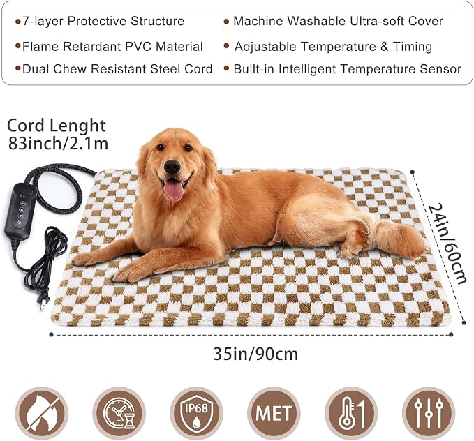 MIXJOY Pet Heating Pad, 11 Adjustable Temperature Dog Heated Pad Indoor - Image 3