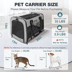 Cat Carrier for 2 Cats/Kitten, Pet Carrier for Cat, Small Dog & Bunny, Foldable - Image 3