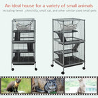 PawHut Metal Small Animal Cage, 4-Tiers Rolling Big Ferret Cage - Image 3