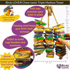 Birds LOVE Chew-Tastic Triple Tower of Shredded Fun Medium Bird Toy - Image 4