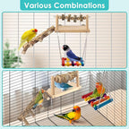 4 Pcs Bird Perch with Swing, Parrot Perches Platform with Chew Blocks, Natural - Image 5