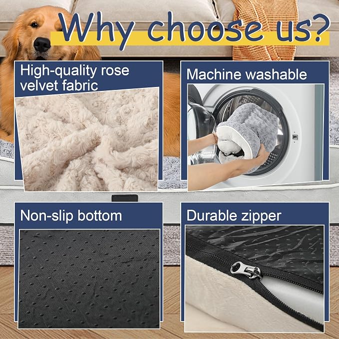 Orthopedic Dog Bed for Large Medium Sized, Washable Memory Foam Large Dog Bed - Image 4