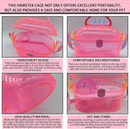 kathson Portable Hamster Cage Dwarf Hamster Carry Case Syrian Hamster Carry - Image 3