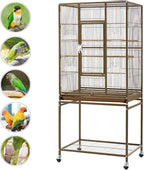 Topeakmart 53.5inch Large Bird Cage Metal Mobile Parrot Cage - Image 3