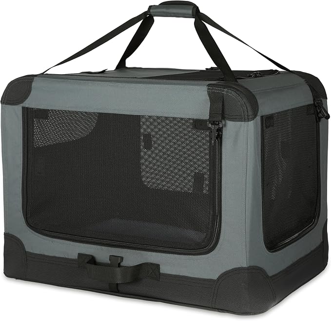 Amazon Basics 4-Door Portable Folding Soft Dog Crate, Collapsible Travel Kennel by AmazonBasics