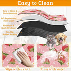 Dog Bowl Mat, Strawberry Pet Feeding Mat - Image 5