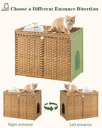 Cat Litter Box Enclosure Furniture, Handwoven Rattan Hidden Litter Box - Image 6