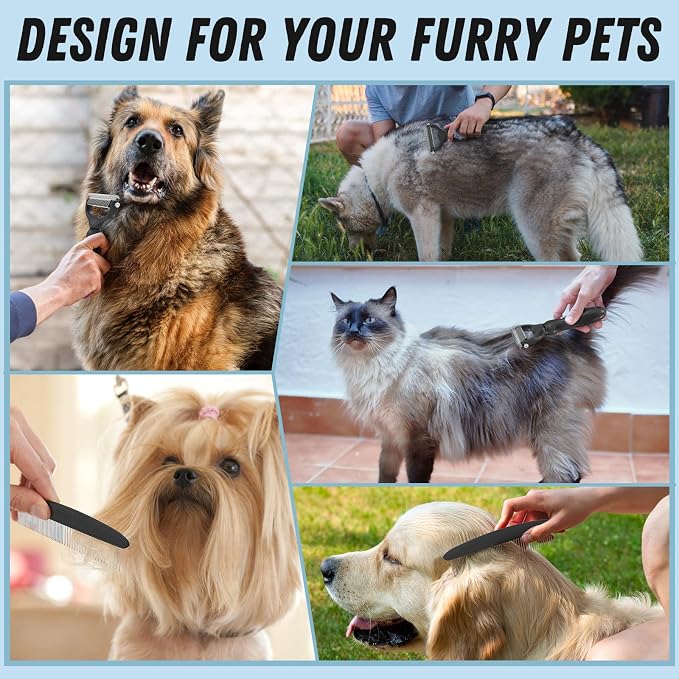 Pet Grooming Combo: Undercoat Rake, Dematting Deshedding Brush - Image 7
