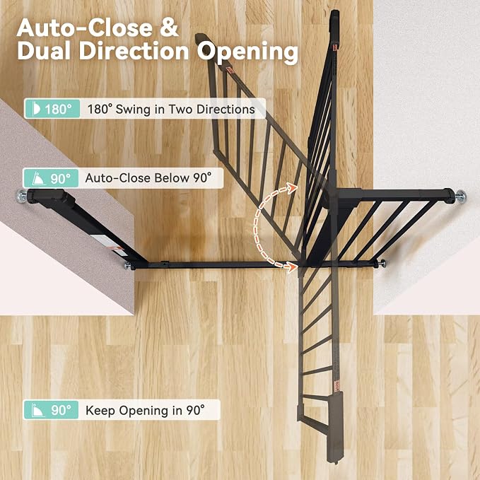 COMOMY 30" Tall Baby Gate for Stairs Doorways, Fits Openings 29.5" to 40.5" Wide - Image 4