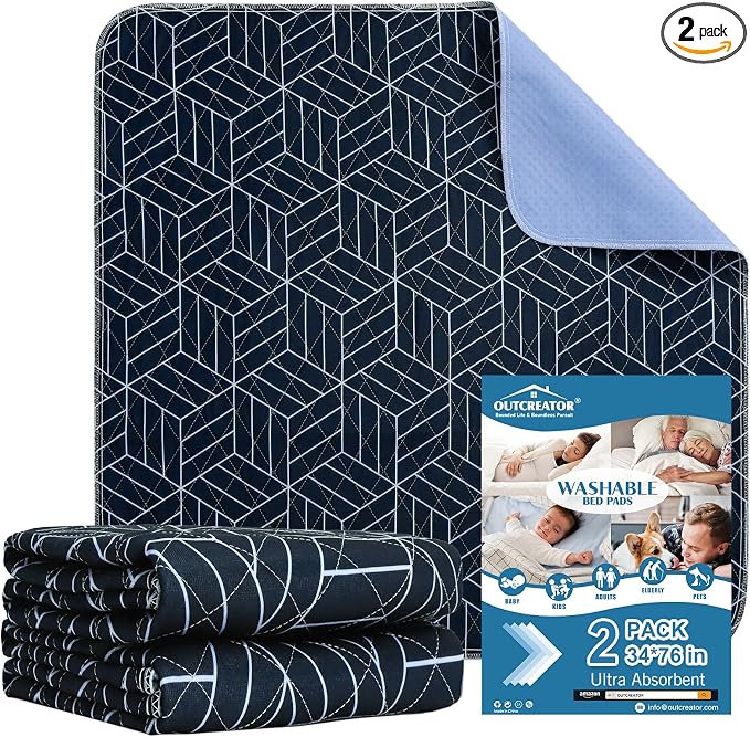 OUTCREATOR® Washable Bed Pads 34" x 76", Incontinence Mattress Protector by OUTCREATOR