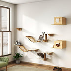 Cat Wall Shelves, Wood 8-in-1 Cat Wall Furniture Set, Large Cat Shelves - Image 6