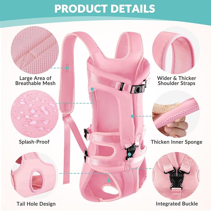 Lukovee Dog Backpack Carrier, Legs Out Easy-fit Dog Front Carrier - Image 3