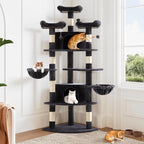 Allewie 73in Fan-Shaped Space-Saving Corner Cat Tower/Multi-Level Tall Cat Tree - Image 2
