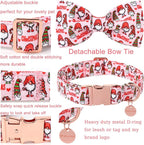 Christmas Dog Collar with Bow Tie, Cotton Christmas Bowtie Collar - Image 3