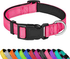Reflective Dog Collar, Adjustable Soft Neoprene Padded Nylon Pet Collars by PWOD