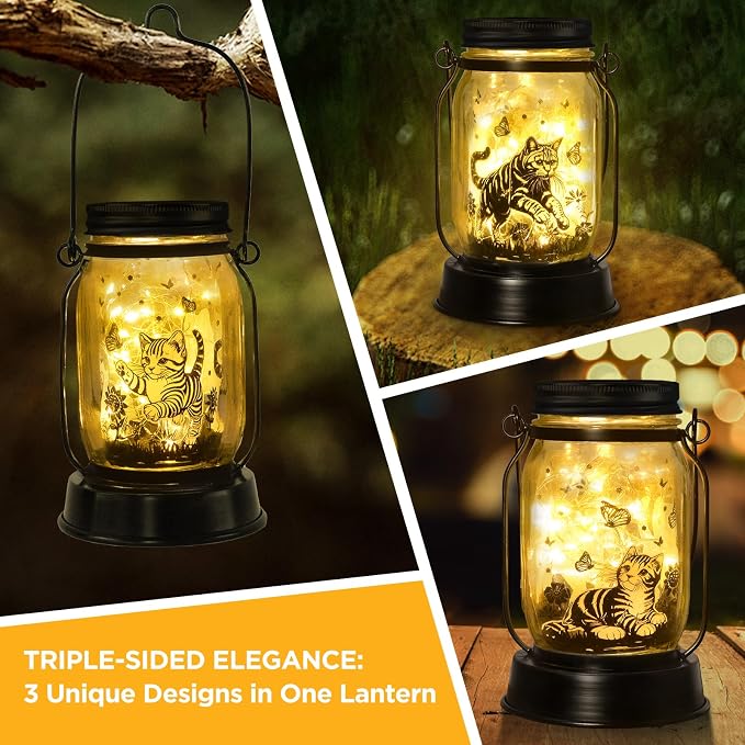 kyoryuger Cat Gift for Women Cat Gifts Solar Lantern, Cat Solar Lights Outdoor - Image 2