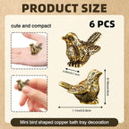 6 Pcs Copper Bath Disks Ornaments Mini Bird Shape, Retro Copper Birdbath - Image 6