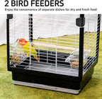 25 inch Bird Cage, Portable Travel Parrot Cage, Double-Layer Parakeet Cage - Image 5