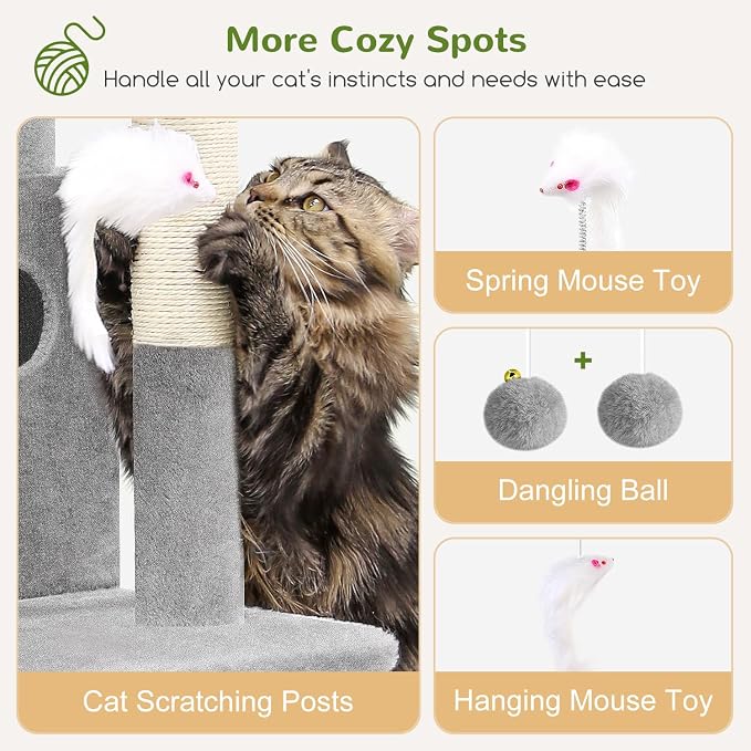 Globlazer Cat Tree Tower for Indoor Cats, 50-inch Adult Cat Tree House for - Image 5