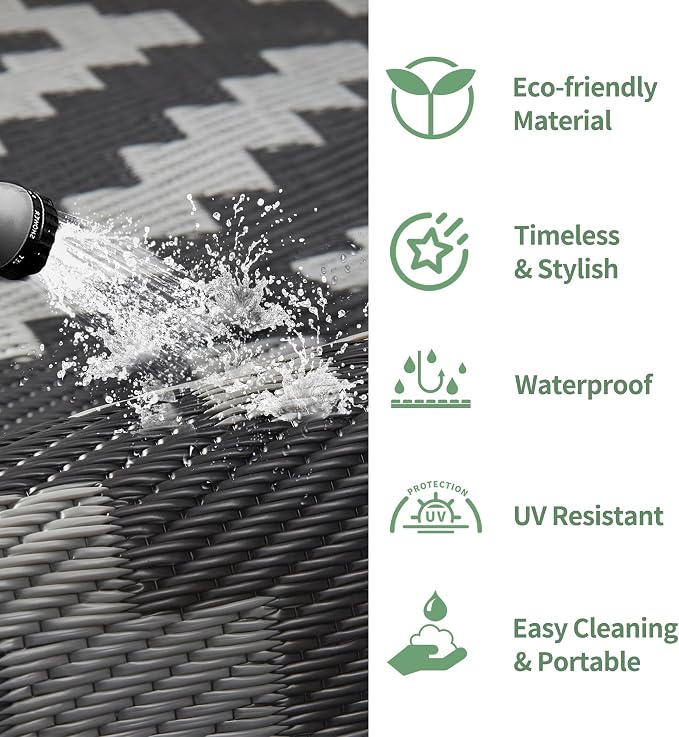 GENIMO Outdoor Rug for Patio Clearance, Reversible Plastic Camping Rugs - Image 5