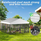 LOVMOR Outdoor Dog Kennel with Roof, Heavy Duty Steel Dog Run Enclosure - Image 5