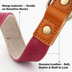 Plutus Pet Genuine Leather & Hemp Dog Collar – Adjustable Heavy Duty Pet Collar - Image 2