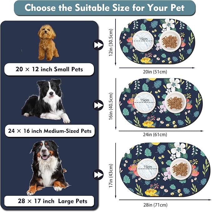 Large Absorbent Dog Mat for Food and Water 28''x17'', Easy Clean Cat Dog Water - Image 4