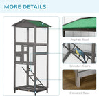 PawHut 65" Wooden Bird Cage Outdoor Aviary House - Image 6