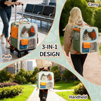 Cat Carrier with Wheels Airline Approved, Removable Pet Carrier Outdoor on - Image 3