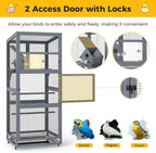 Coziwow 68" H Large Wood Bird Cage on Wheels, Outdoor Bird Aviary Indoor Wooden - Image 6