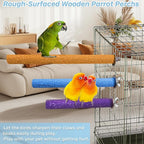 PIVBY Wood Bird Cage Perch Colorful Parrot Stand Toy Platform Paw Grinding Stick - Image 4