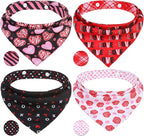 PAWCHIE Valentine's Day Dog Bandanas 4 Pack, Reversible Dog Party Triangle by PAWCHIE